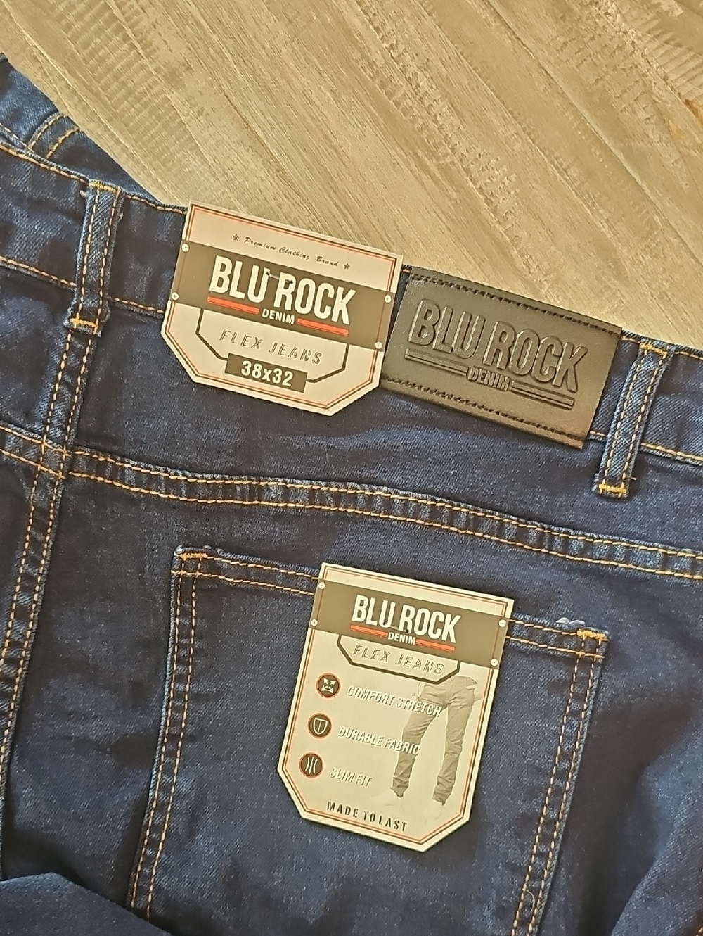 NWT Blu Rock Jeans Flex 4-way Stretch Dark Wash 38 x 32 Slim Fit - Picture 4 of 7